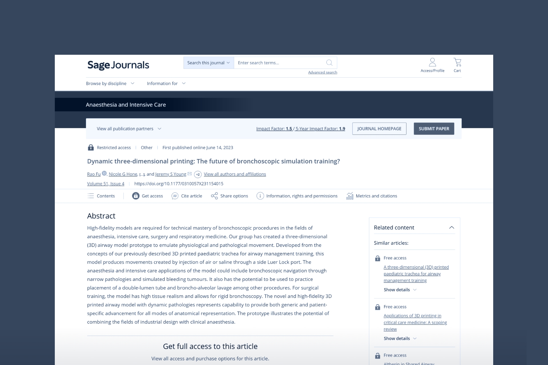 Published article by members of the Simpath team available on Sage Journals.