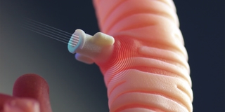 Motion lines indicating an inflatable part that simulates an enlarged cyst.